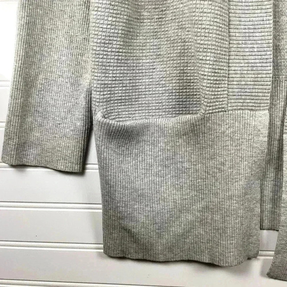 Theory Womens Open Front Long Sleeved Thin Knit Cardigan Sweater Gray Sz Large - Picture 3 of 8